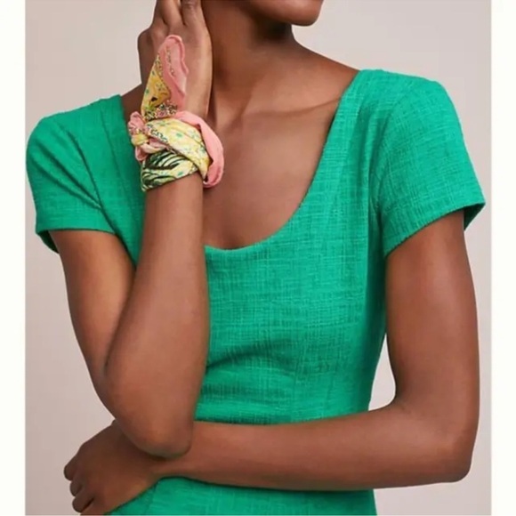 Anthropologie Maeve Fit-and-Flare Knit Dress Green XSP New Timeless Chic Classic - Picture 2 of 13